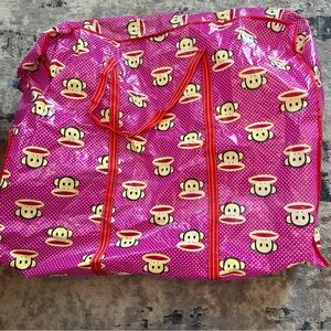 Paul Frank Folding Large Versatile Bag/storage Monkey Pink Polka Dot Used 30x30